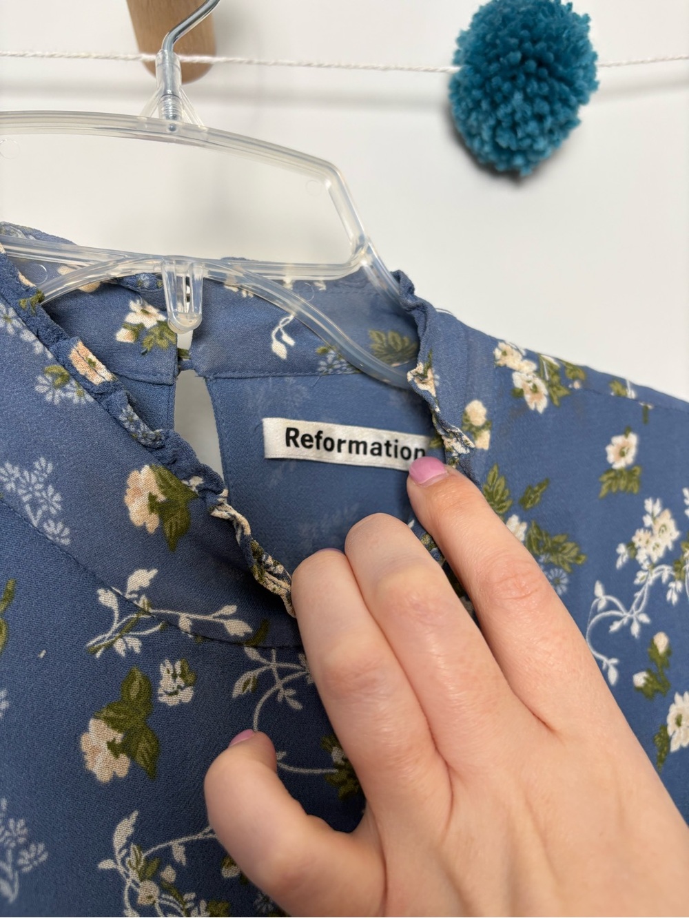Reformation Jourdan Blue Floral Midi Dress - Picture 3 of 9